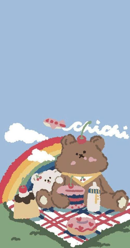 吃瓜小熊壁纸下载,萌态可掬，瓜界新宠